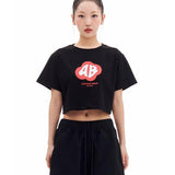 ARCHIVE BOLD (アーカイブボールド)　RED MOSS LOGO CROP T-SHIRTS (BLACK)