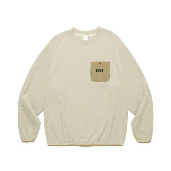 mahagrid (マハグリッド)     FLEECE POCKET CREWNECK IVORY(MG2CFMM465A)