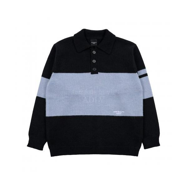 アクメドラビ(acme' de la vie)    STRIPE POLO COLLAR KNIT BLACK