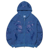 NOMANUAL(ノーマニュアル)  DECAL GRAPHIC HOODED ZIP-UP - NAVY