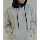 ROMANTIC CROWN(ロマンティック クラウン) TWO TONE BUTTON HOODIE_LIGHT GREY