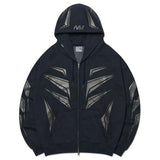 NOMANUAL(ノーマニュアル) DECAL GRAPHIC HOODED ZIP-UP - BLACK