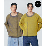 SSY(エスエスワイ) dublin reversible loose fit raglan knit yellow grey