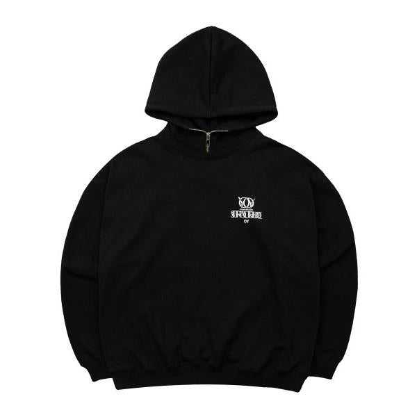 オーワイ(OY) OVERLAY LOGO ZIPPER POLA HOODIE-BLACK – UNDERSTUDY CLUB