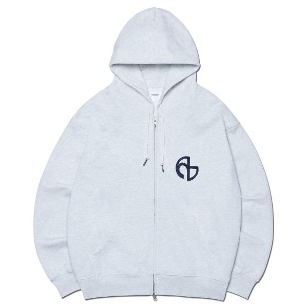 ★NOMANUAL★ SYMBOL LOGO HOODED ZIPUP WHITE MELANGE NM43HD0 NOMANUAL(ノーマニュアル) SYMBOL LOGO HOODED ZIP-UP - WHITE