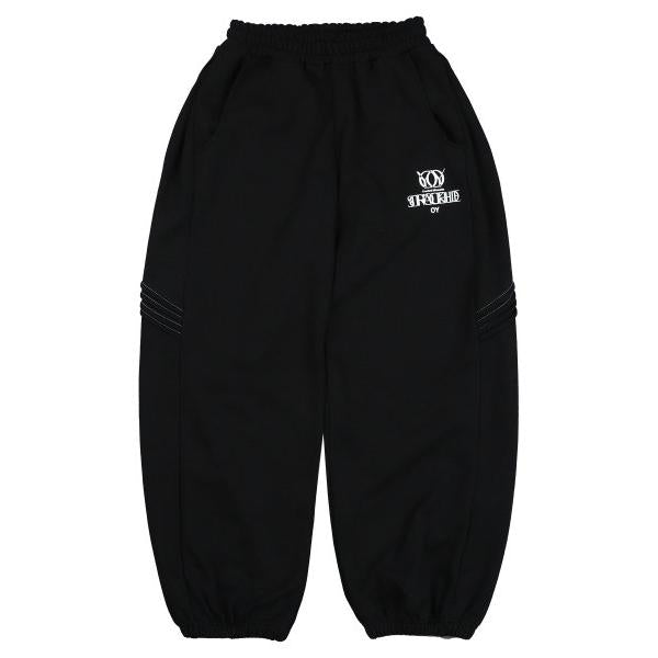 オーワイ(OY) 		OVERLAY LOGO EMBOSS STITCH JOGGER PANTS-BLACK