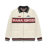 mahagrid (マハグリッド) RACING ZIP-UP KNIT CARDIGAN IVORY(MG2DFMK681A)