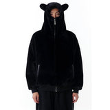 オーワイ(OY) ODOLLY FUR HOODIE JACKET-BLACK