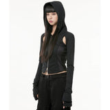 FLARE UP (フレアアップ) 19.Division Cut-out Hooded Zip-up (FL-111_Black)