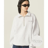 Odd Studio (オッドスタジオ) ODSD LOGO SWEAT HALF ZIP-UP - WHITE MELANGE