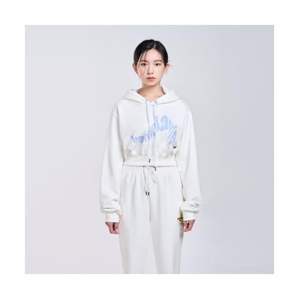 アクメドラビ(acme' de la vi)  WAVY LOGO CROP HOODIE CREAM