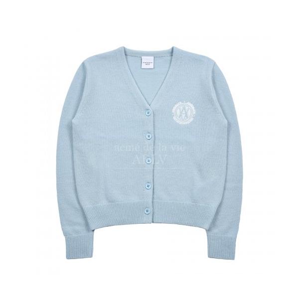 アクメドラビ(acme' de la vie)    CIRCLE A LOGO EMBLEM KNIT CARDIGAN SKYBLUE