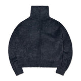 NOMANUAL(ノーマニュアル) HIGH NECK HAIRY KNIT ZIP-UP - DUSK