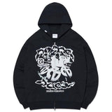 NOMANUAL(ノーマニュアル) SYMBOL M&S HOODED ZIP-UP - BLACK