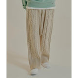 ROMANTIC CROWN(ロマンティック クラウン) CABLE KNIT WIDE PANTS_BEIGE