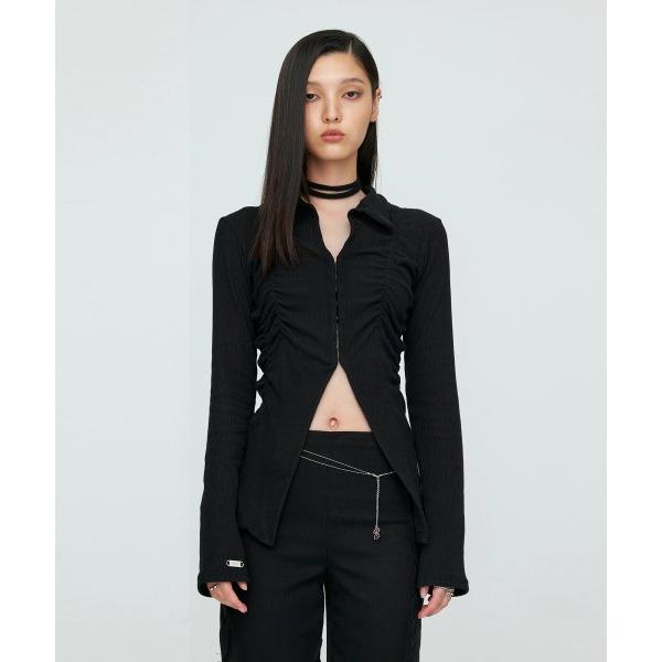 nache(ナチェ)   SMOCKING KNIT SHIRT (BLACK)
