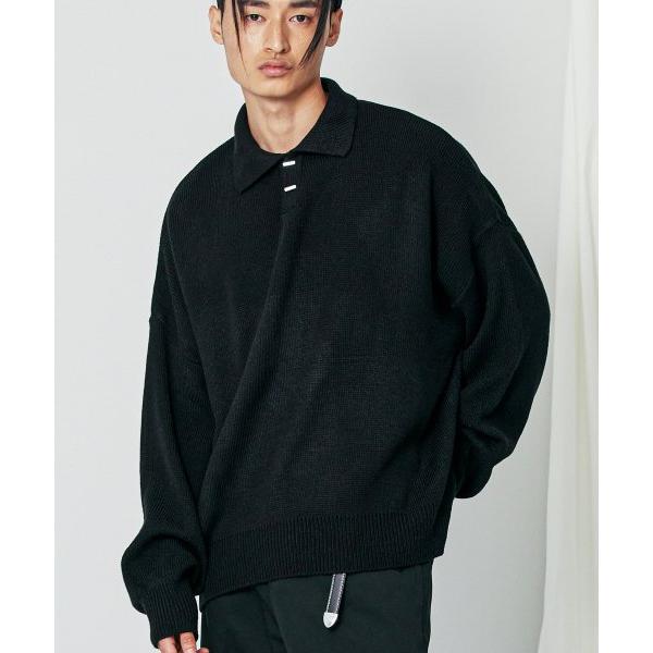 SSY(エスエスワイ) stick button loose fit knit black