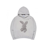 アクメドラビ(acme' de la vi)  GREY FUZZY RABBIT HOODIE GREY