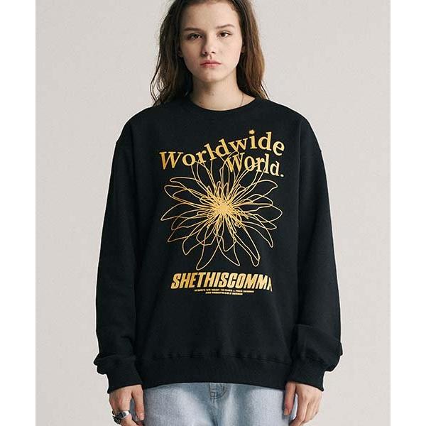 シディスコンマ(SHETHISCOMMA)  FLOWER GRAPHICS MTM (BLACK)