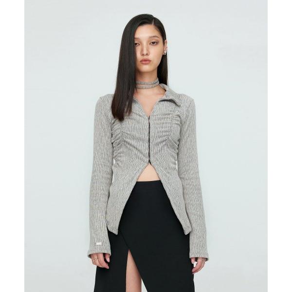 nache(ナチェ)   SMOCKING KNIT SHIRT (MELANGE BEIGE)