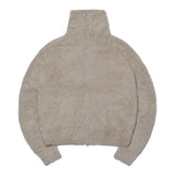 NOMANUAL(ノーマニュアル) HIGH NECK HAIRY KNIT ZIP-UP - GRAIN