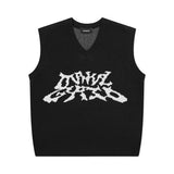 mahagrid (マハグリッド)     TRIBAL LOGO KNIT VEST BLACK(MG2DMMK610A)