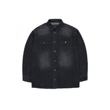 ADLV LOGO RECYCLE COTTON DENIM SHIRT JACKET BLACK