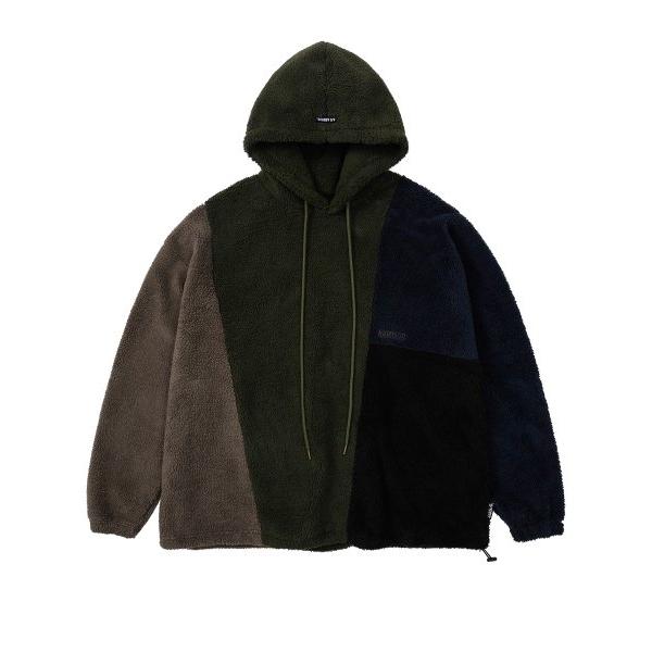 アジョバイアジョ(AJOBYAJO)             Mixed Fleece Oversized Hoodie [KHAKI]