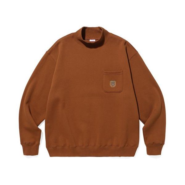 mahagrid (マハグリッド)     CREST MOCK NECK SWEATSHIRT BROWN(MG2CFMM459A)