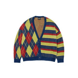 アジョバイアジョ(AJOBYAJO) Argyle Stripe Mixed Cardigan [NAVY]