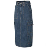 イーエスシースタジオ(ESC STUDIO) cargo pocket denim long skirt (blue)