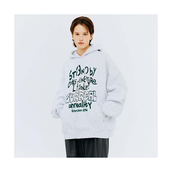 NCOVER（エンカバー） OVER SIZE TYPO HOODIE-WHITE MELANGE