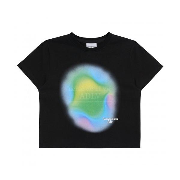 アクメドラビ(acme' de la vie)    RAINBOW GRADATION ARTWORK CROP TOP SHORT SLEEVE T-SHIRT BLACK