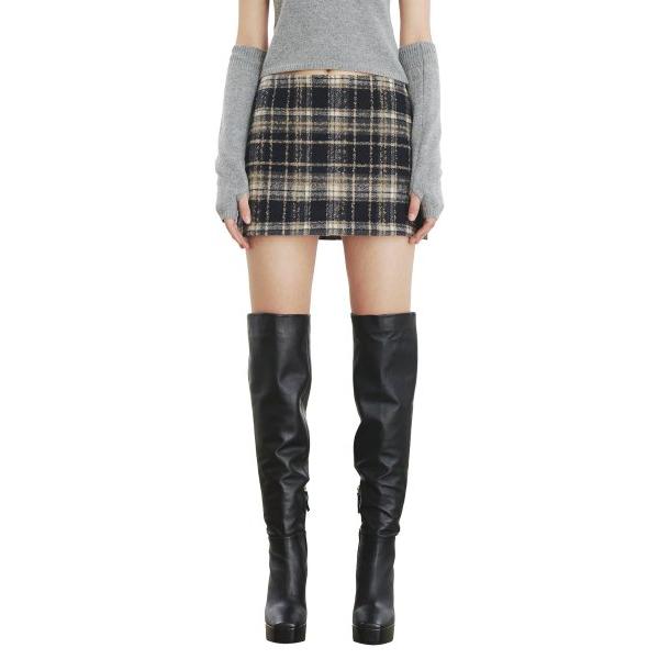curetty (キュリティー)   C SIDE SLIT CHECKED SKIRT_BLACK