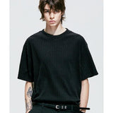 SSY(エスエスワイ) jacquard knit t-shirt black