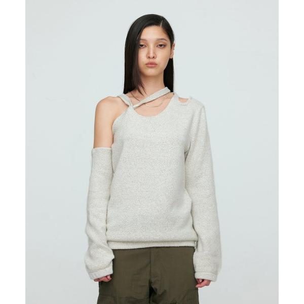 nache(ナチェ)   ONE SHOULDER BRAID KNIT (CREAM)