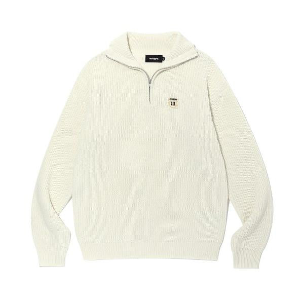 mahagrid (マハグリッド)     CREST HALF ZIP KNIT IVORY(MG2CFMK681A)