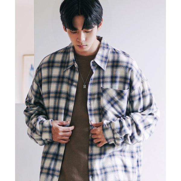 JEMUT (ジェモッ)  Blow Overfit Check Shirts Cream KJLS2445