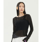 TARGETTO(ターゲット)     CUT OUT SEE THROUGH LONG SLEEVE TEE SHIRT_BLACK