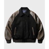 JEMUT (ジェモッ)  Leather Raglan Varcity Jacket Black YHOT2461