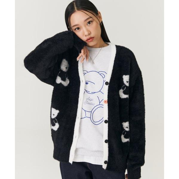 AQO_studiospace(アコスタジオスペース)       BEAR ECO FUR CARDIGAN BLACK