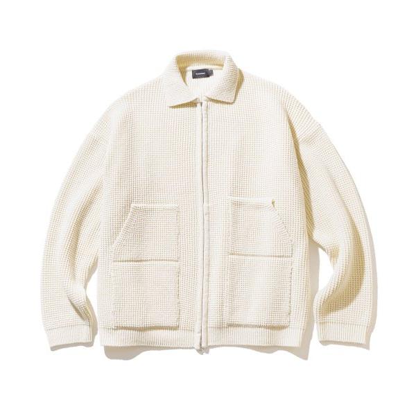 マスノウン(MASSNOUN)     WOOL HEAVY WAFFLE COLLAR ZIP-UP KNIT MFTNT004-IV