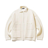 マスノウン(MASSNOUN)     WOOL HEAVY WAFFLE COLLAR ZIP-UP KNIT MFTNT004-IV