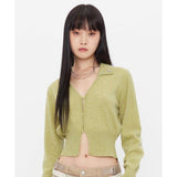 TARGETTO(ターゲット)     MELANGE COLLAR CARDIGAN_MELANGE GREEN