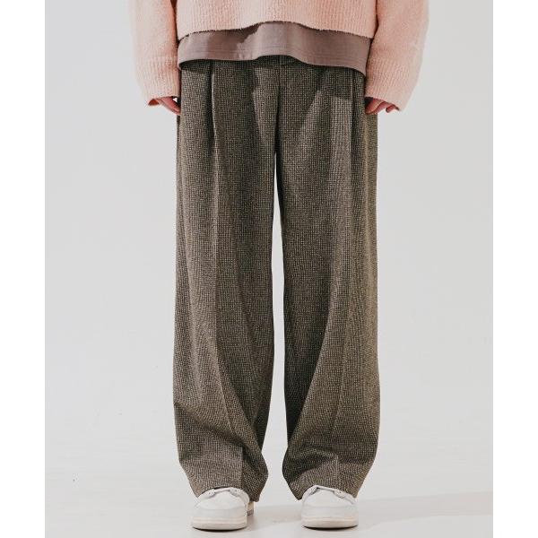 ダブルユーブイプロジェクト(WV PROJECT)   Report Wide Slacks Checkbrown JNLP7640