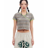 ARCHIVE BOLD (アーカイブボールド)　939 SMALL LOGO STRIPE CROP TOP (LIGHT GREEN)