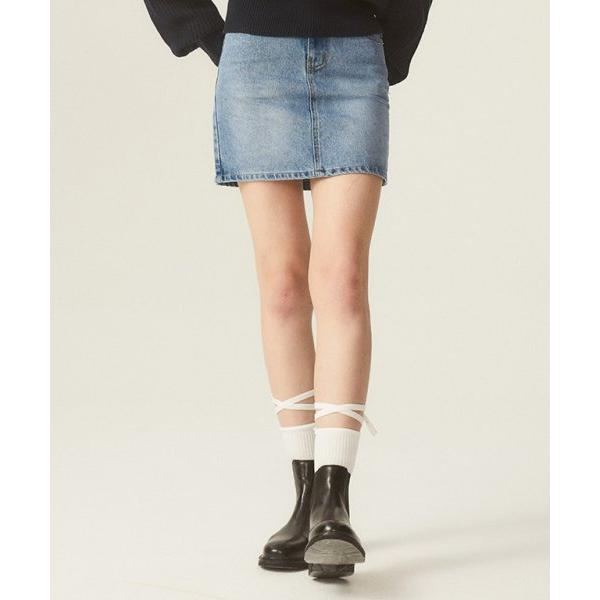 Odd Studio (オッドスタジオ) BACK SLIT DENIM SKIRT - LIGHT BLUE