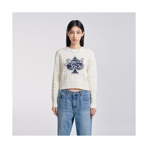 アクメドラビ(acme' de la vi)  SPADE SCRIPT LOGO CABLE KNIT CREAM