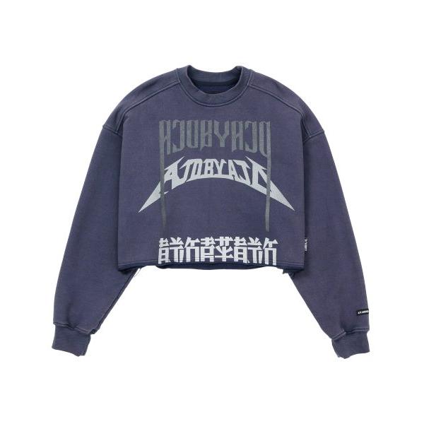 アジョバイアジョ(AJOBYAJO) Arch Logo Cropped Sweatshirt [NAVY