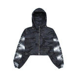 ブラックブロンド(BLACKBLOND)  BBD Side Sprayed Custom Camo Zip Up Crop Hood Jacket (Gray)